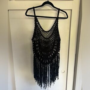 Black cover up/crochet tank